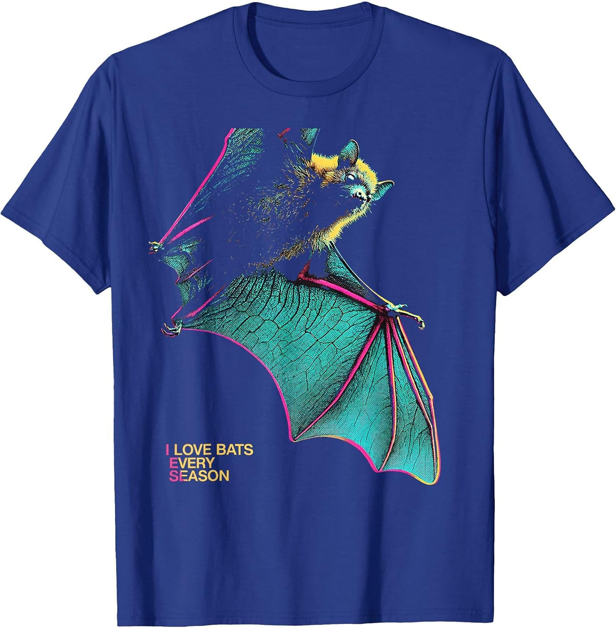 Men's I Love Bats Every Season Vintage Bat Lover Halloween Humor T-Shirt - Royal Blue