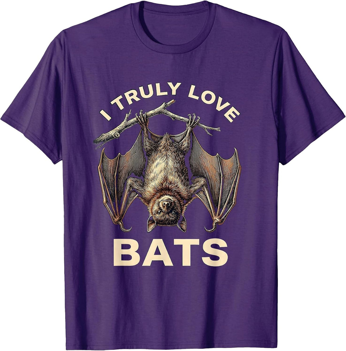 I Truly Love Bats Crosshatch Bat Lover Wildlife Conservation T-Shirt - Purple