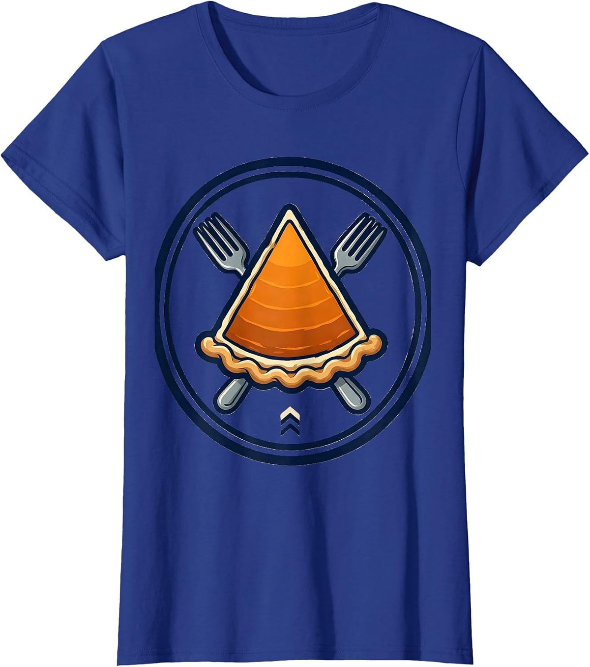 Women's Pumpkin Pie Wedge Sports Team Crest Humor T-Shirt - Royal Blue