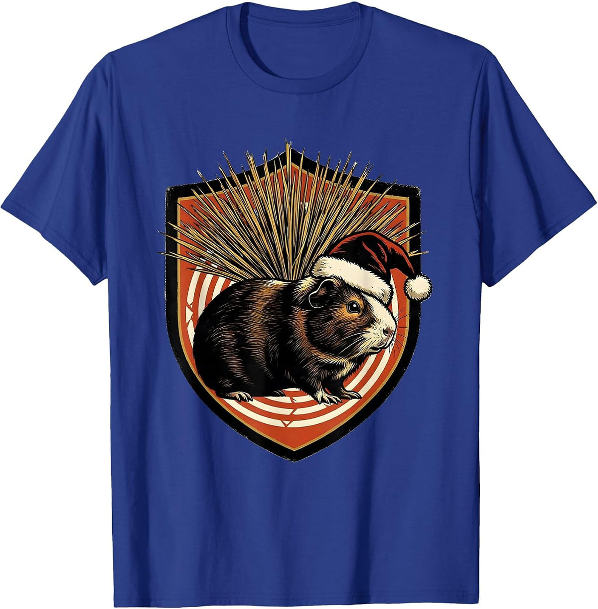 Guinea Pig Santa Hat Seal Badge Christmas Humor T-Shirt - Royal Blue
