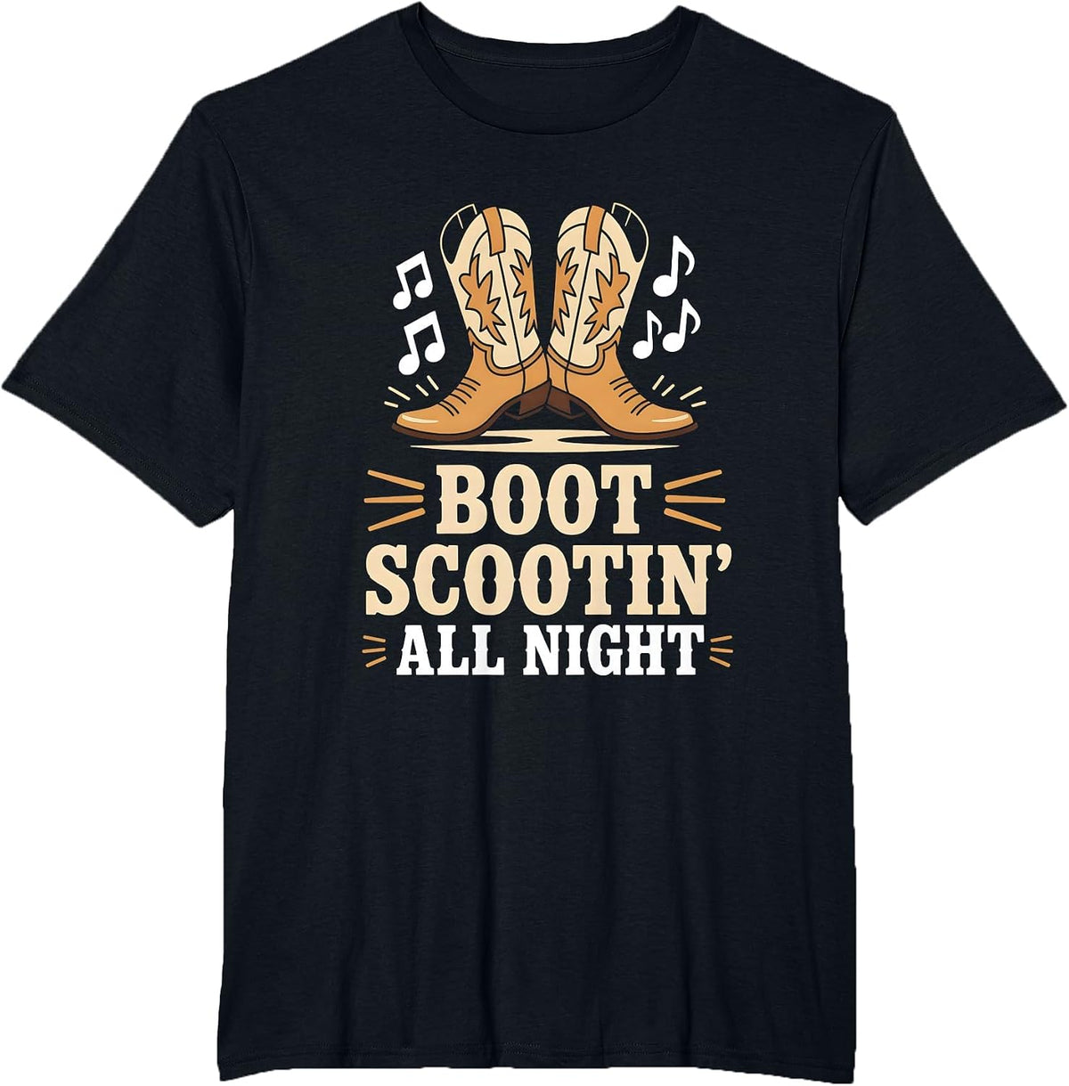 Boot Scootin’ All Night Country Line Dancer T-Shirt - Black