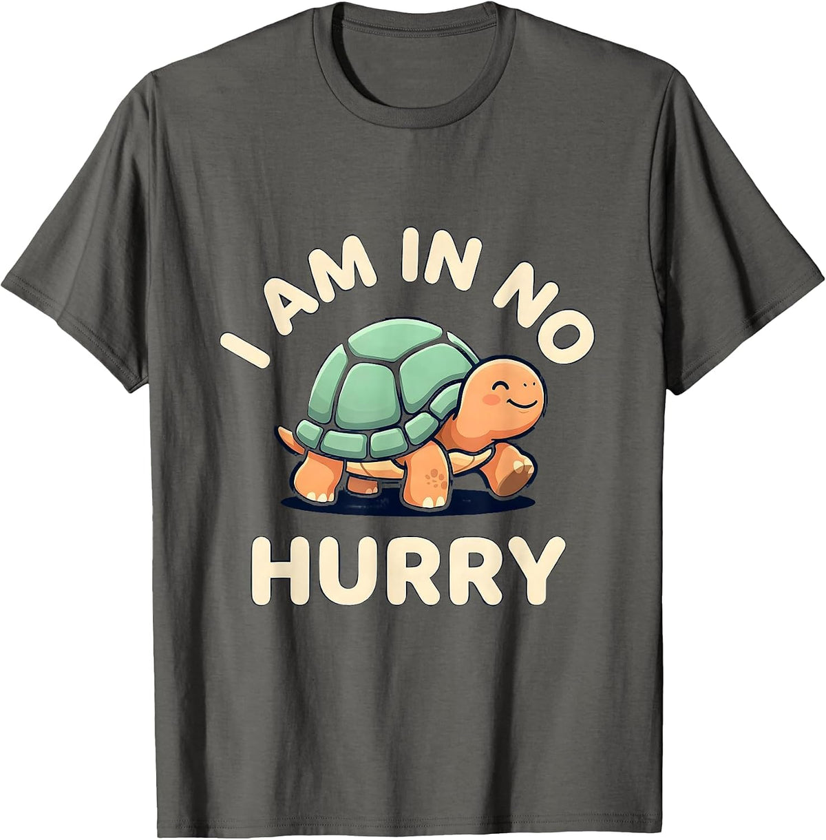 I Am In No Hurry Cute Kawaii Tortoise Lover Humor T-Shirt - Asphalt Grey