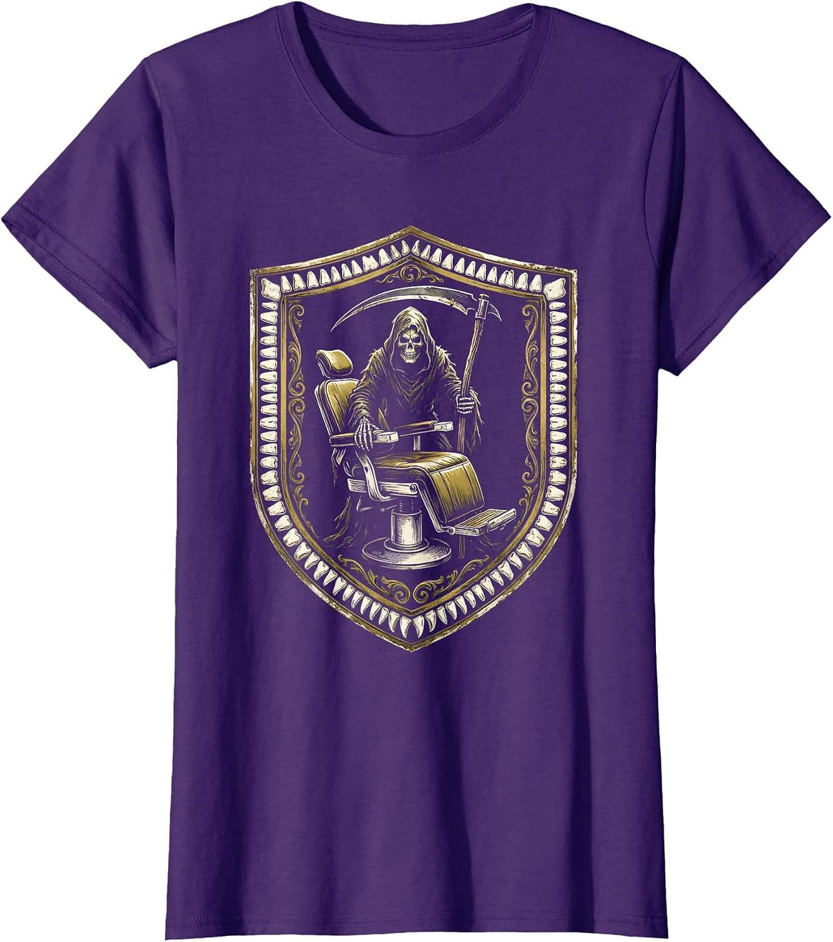 Women's Dental Halloween Grim Reaper Dentist Chair T-Shirt - Purple