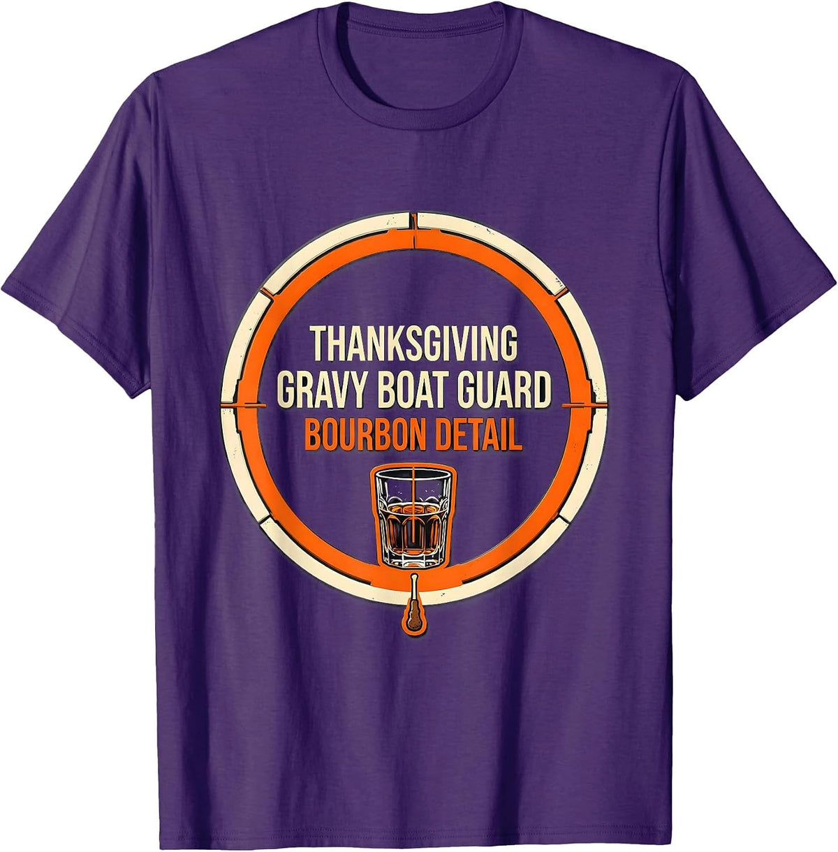 Thanksgiving Gravy Boat Guard, Bourbon Detail Bourbon Humor T-Shirt - Purple