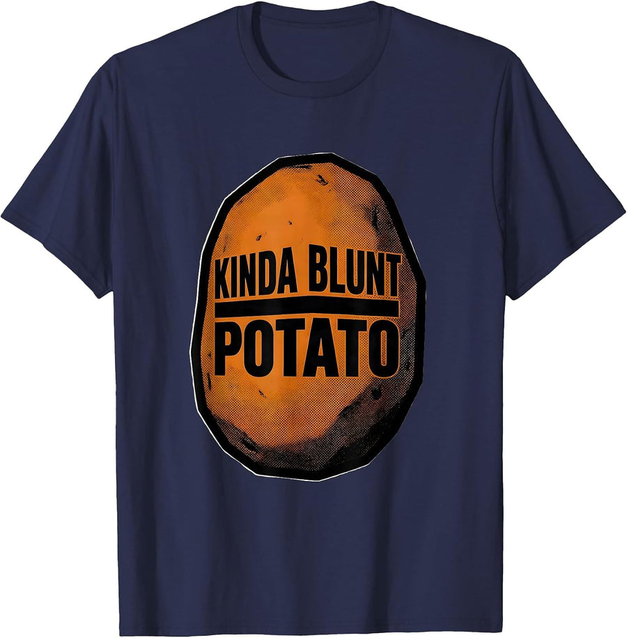 Kinda Blunt Potato Funny Sweet Potato Grouchy Potato Couple T-Shirt - Navy Blue
