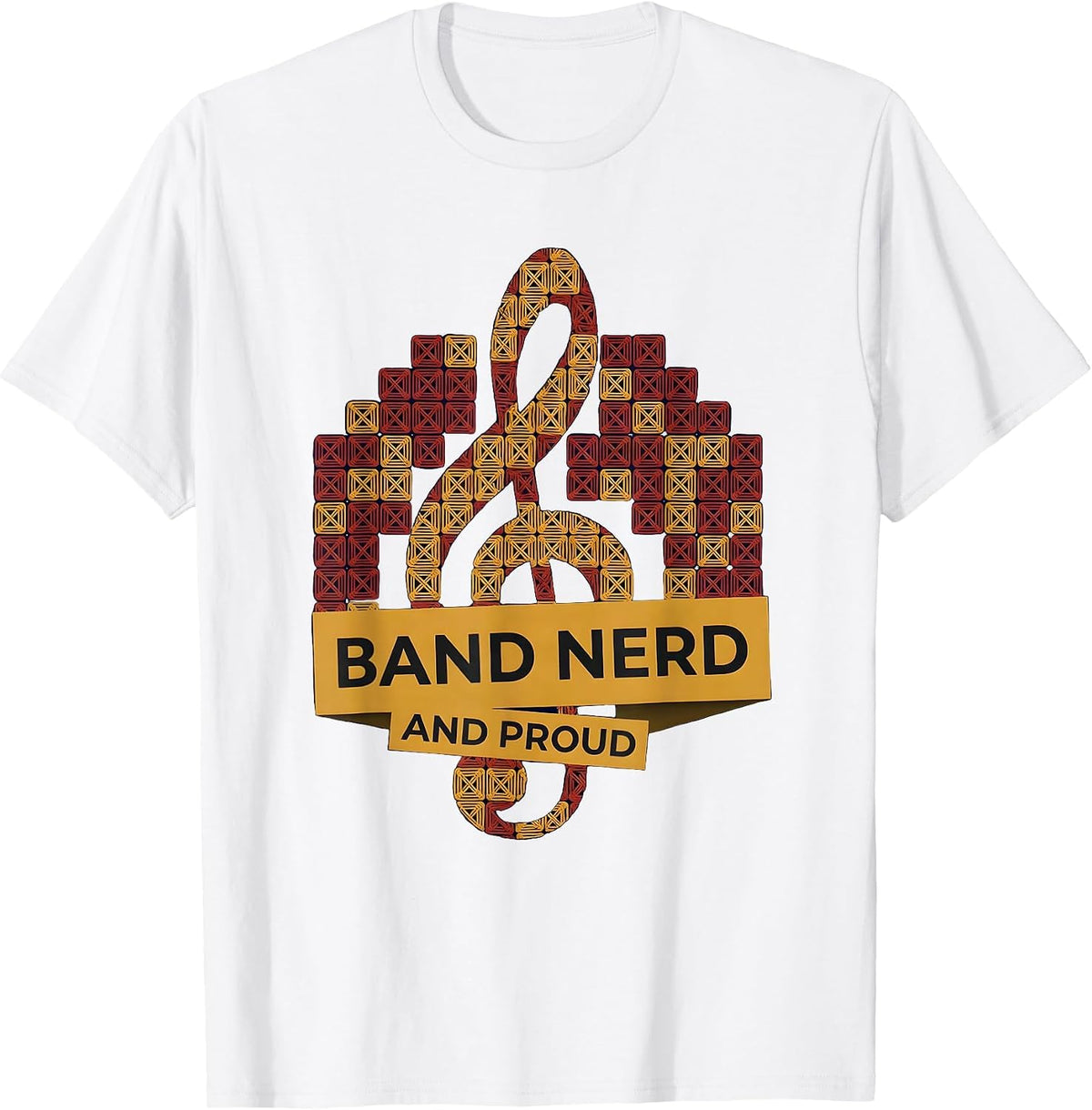 Men's Band Nerd and Proud Music Design T-Shirt - White