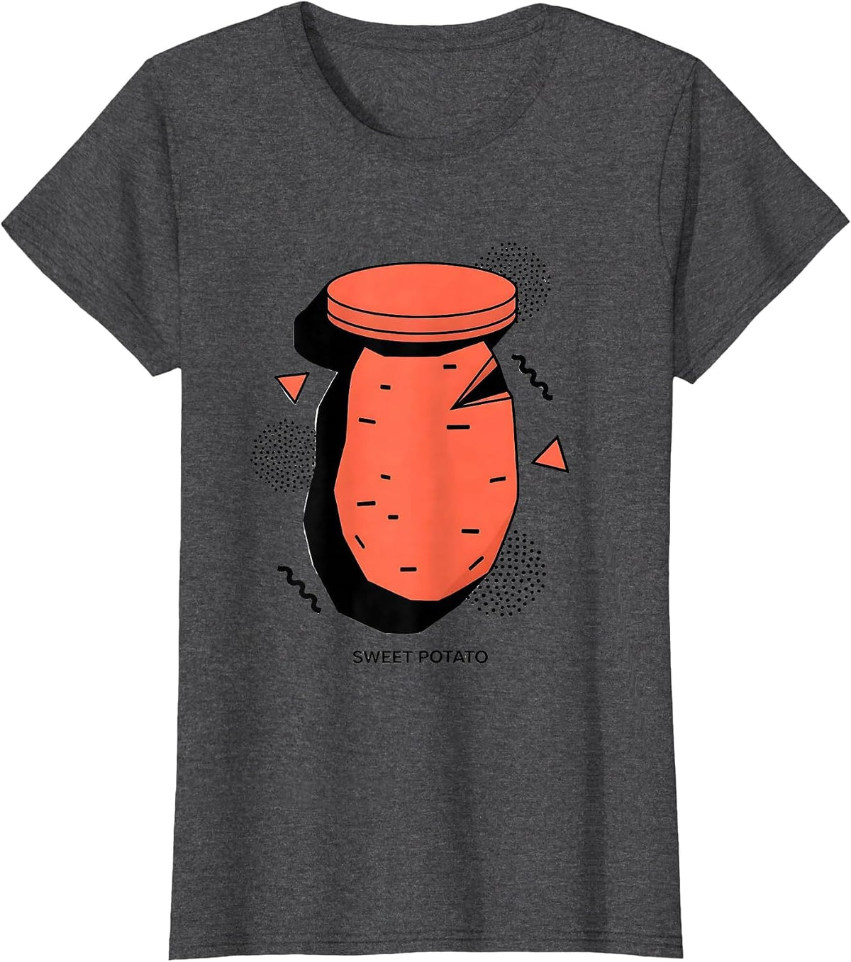 Women's Sweet Potato Memphis Postmodern Funny Grouchy Potato Couple T-Shirt - Dark Heather Grey