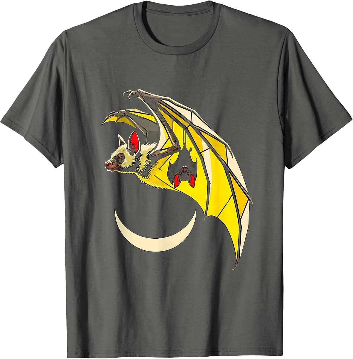 Bat Silhouette Stencil Graphic Wildlife Conservation T-Shirt - Asphalt Grey