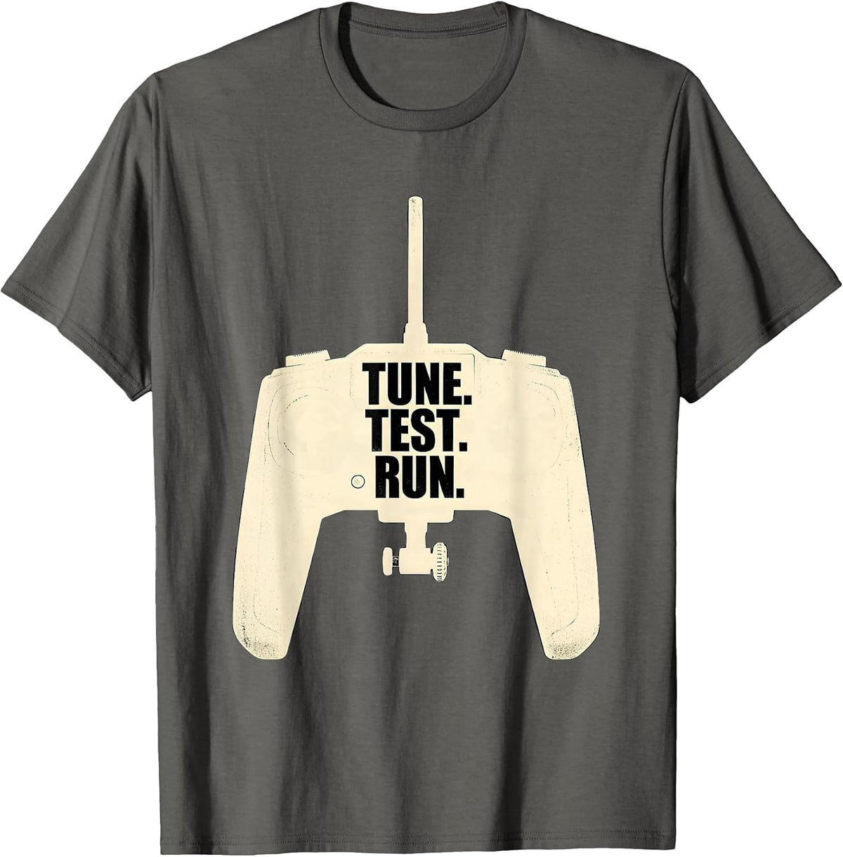 Tune. Test. Run RC Car Racing Silhouette Drag Racing T-Shirt - Asphalt Grey