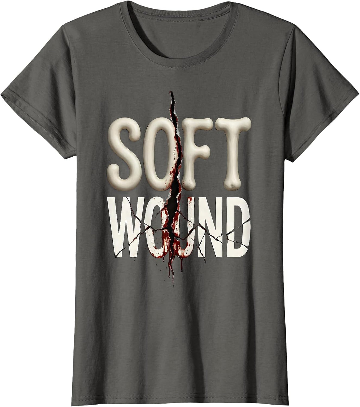 Women's Soft Wound Y2K Grunge Alt Goth Streetwear Vintage Graphic T-Shirt - Asphalt Grey