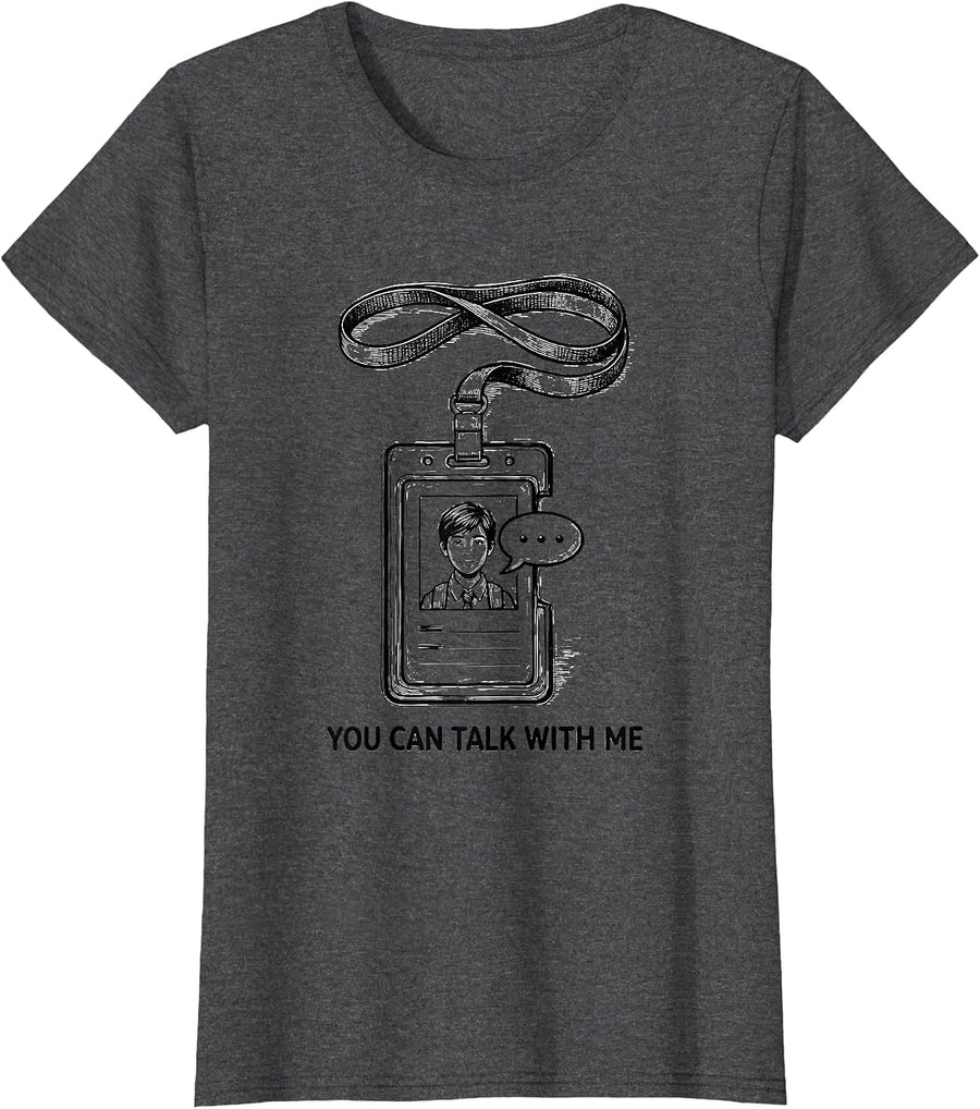 Women's You Can Talk With Me Groovy Retro School Counselor T-Shirt - Dark Heather Grey