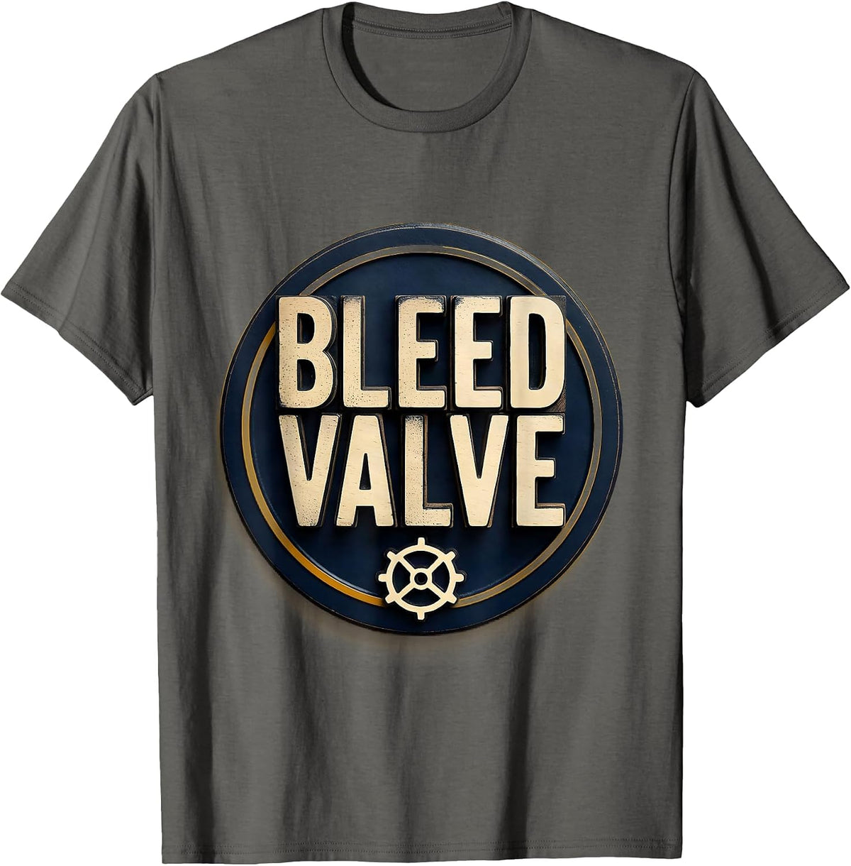 Men's Bleed Valve Wood Type Letterpress Funny Plumber Pipefitter T-Shirt - Asphalt Grey