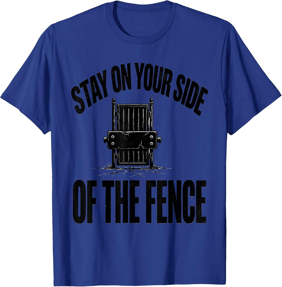 Stay On Your Side Of The Fence Goth Emo Alt Y2K Grunge T-Shirt - Royal Blue