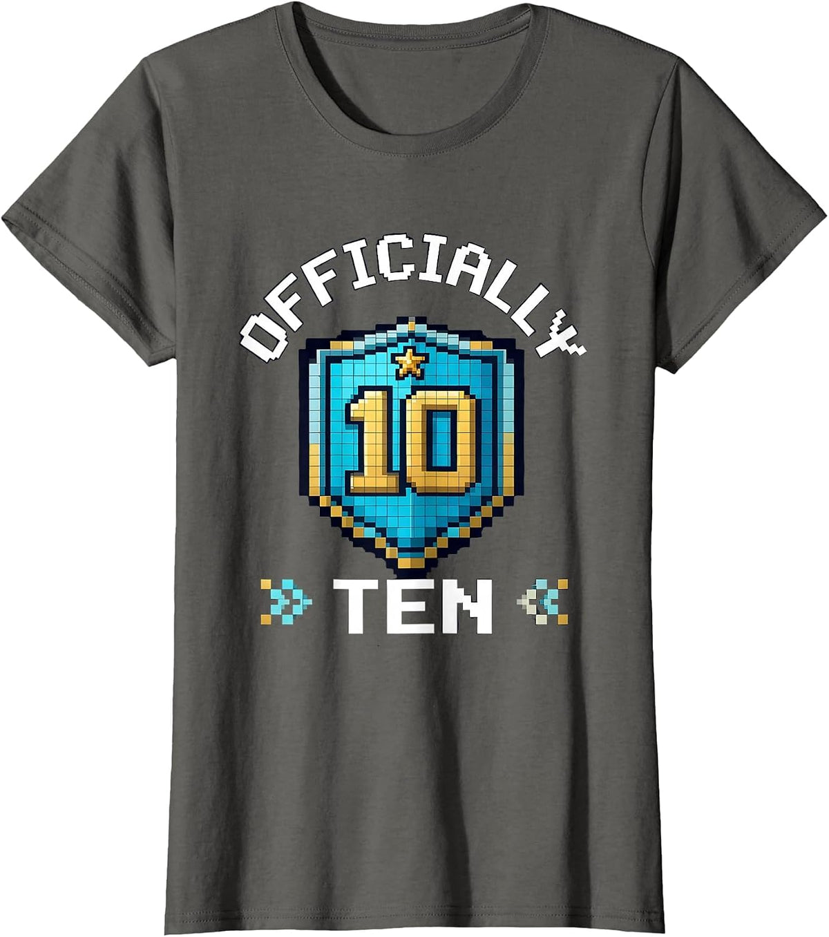 Women's Officially Ten Pixel Art Gaming Birthday Milestone T-Shirt - Asphalt Grey