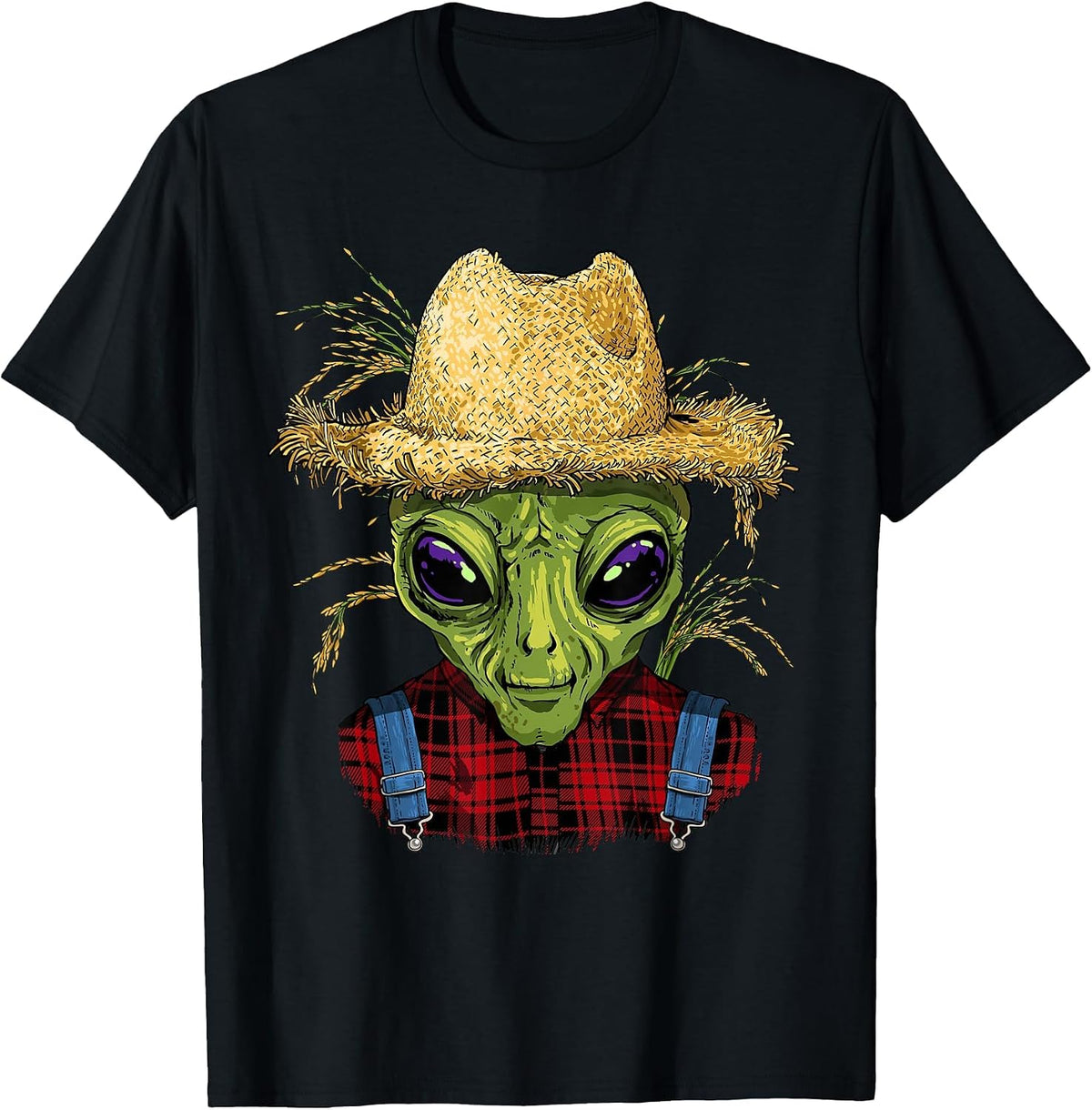 Farming Shirt Alien Farmer Rancher Farms Life Farmer Dad T-Shirt, Men, Black, Small - As Pictured