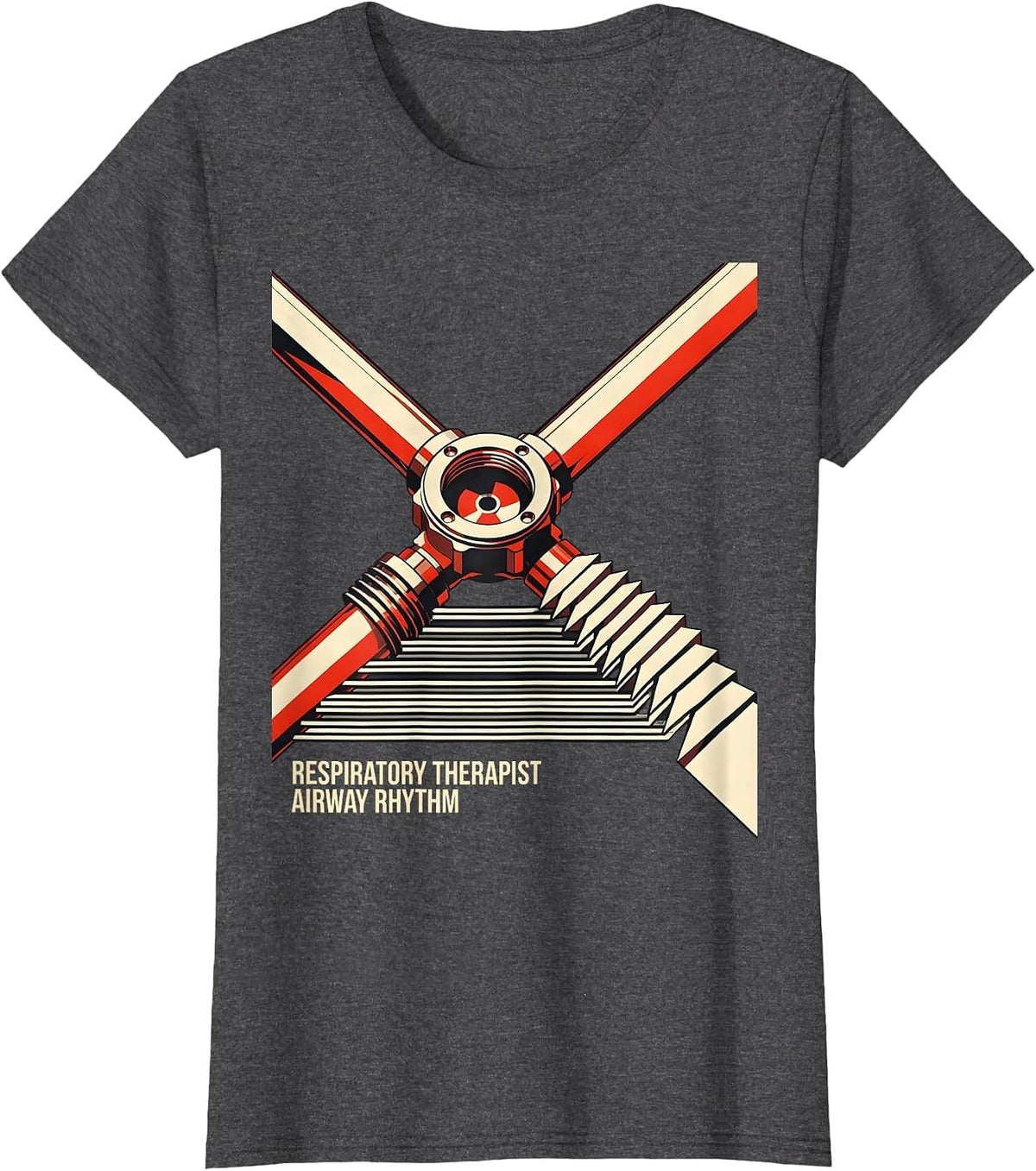 Women's Respiratory Therapist Airway Rhythm Constructivist Poster T-Shirt - Dark Heather Grey