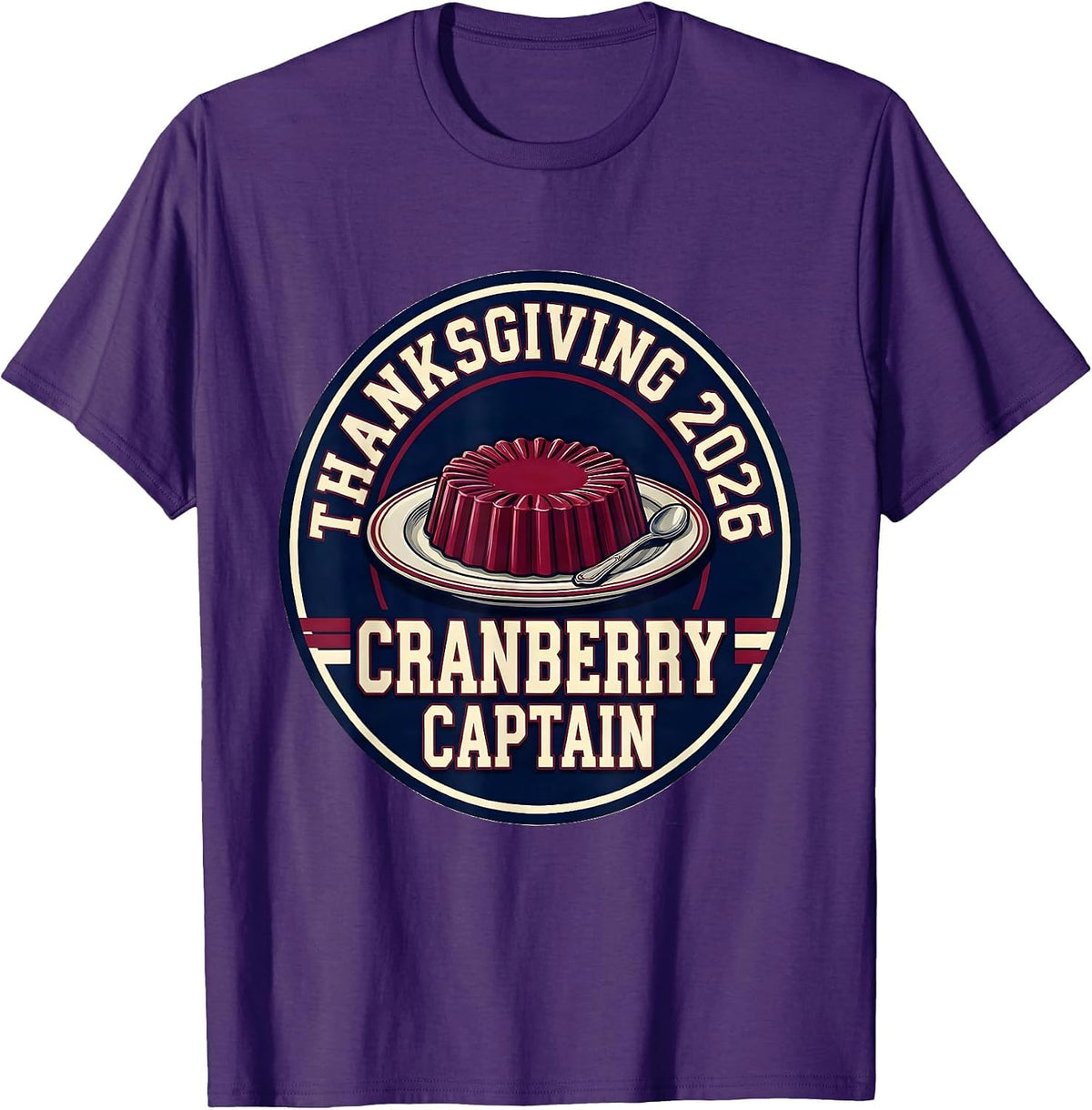 Thanksgiving 2026 Cranberry Captain Sports Family Crew T-Shirt - Purple