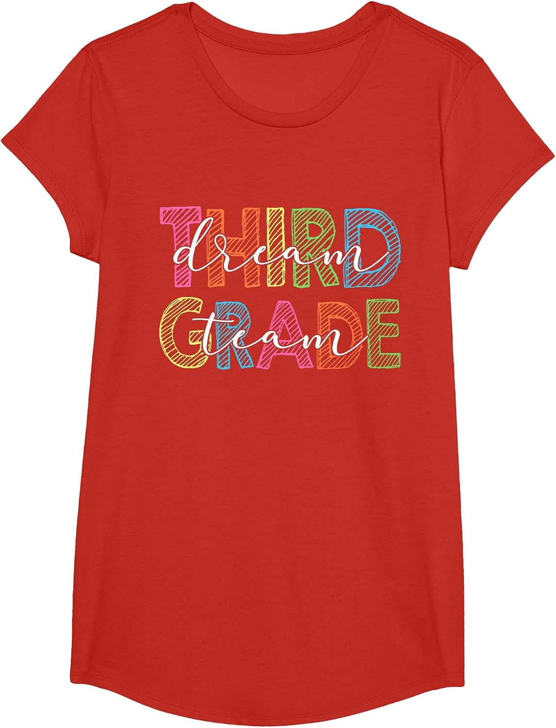 Back to School Third 3rd Grade Dream Team Teacher Kids T-Shirt - Girls Red