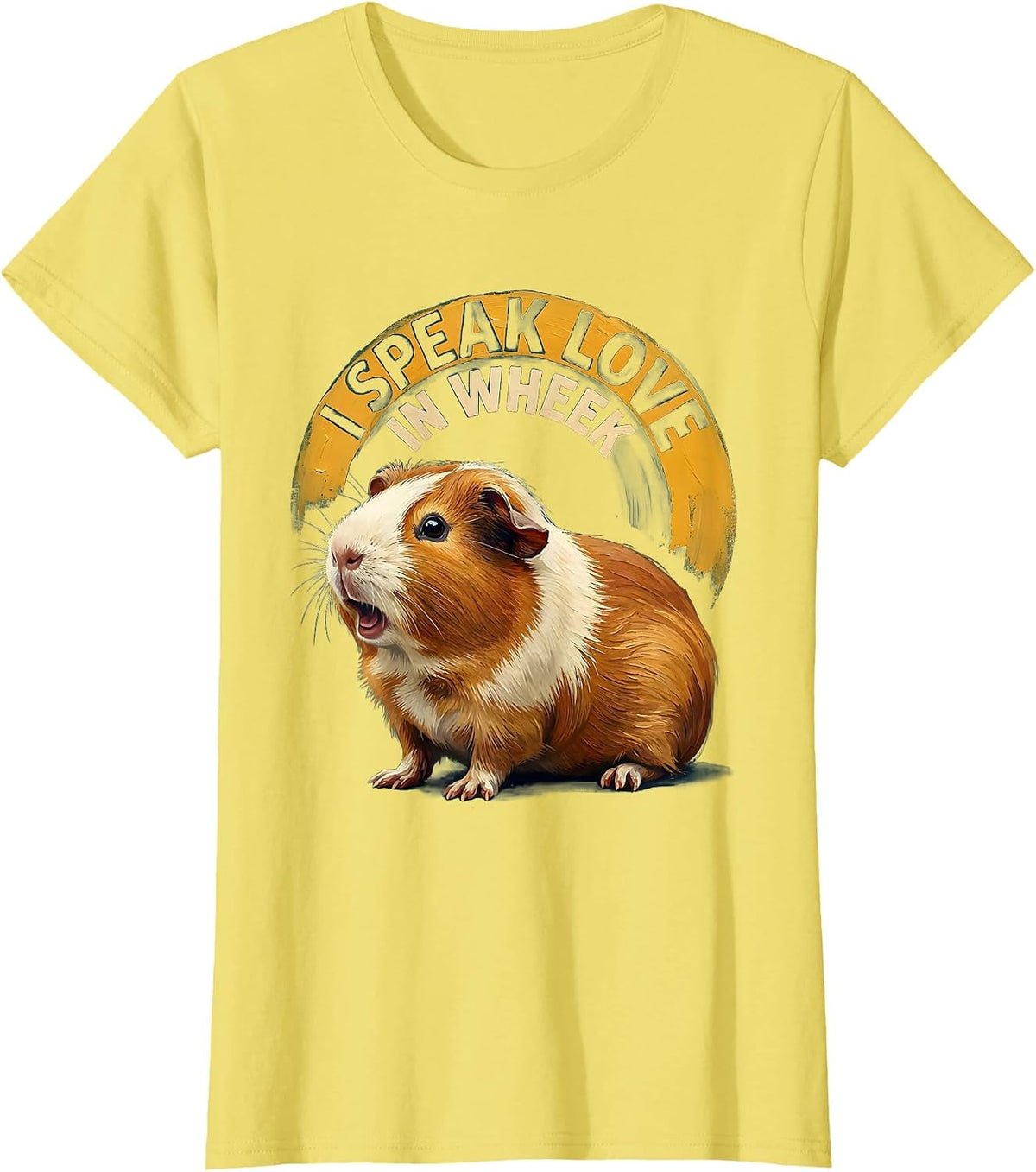 I Speak Love In Wheek Cute Guinea Pig Lover Cavy Owner Gift T-Shirt - Lemon Yellow