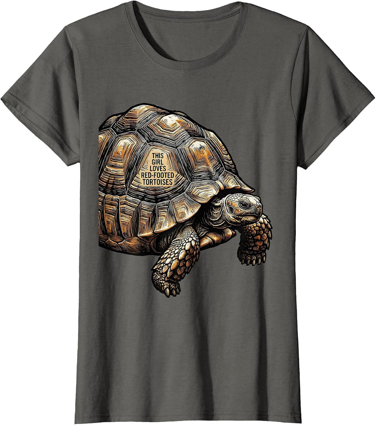 Women's This Girl Loves Red-Footed Tortoises Cute Reptile Lover Gift T-Shirt - Asphalt Grey