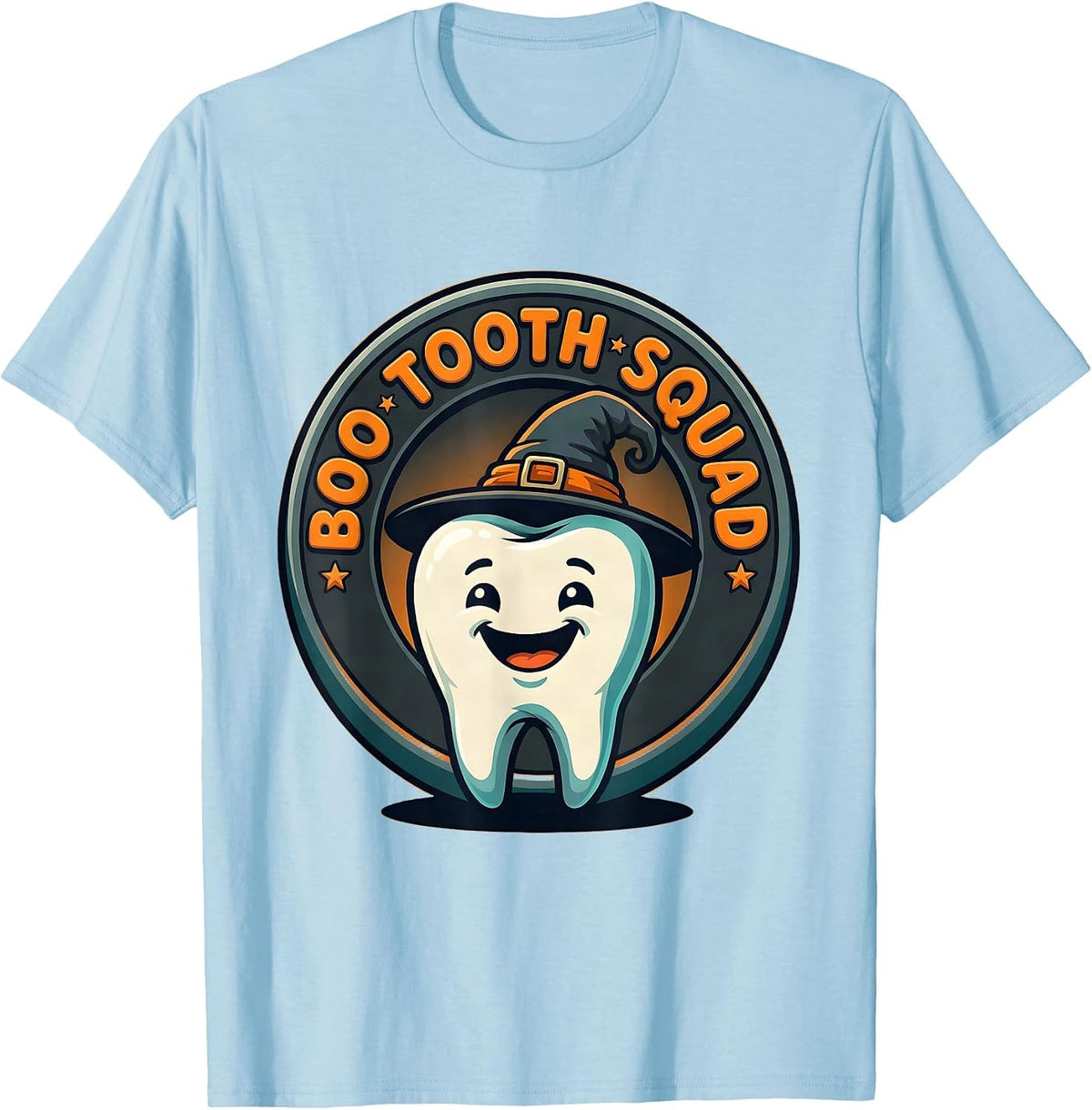 Men's Boo Tooth Squad Cartoon Halloween Dentist Dental Team Humor T-Shirt - Baby Blue