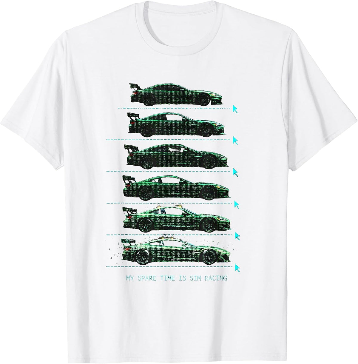 Men's My Spare Time Is Sim Racing Funny Car Enthusiast Hobbyist T-Shirt - White