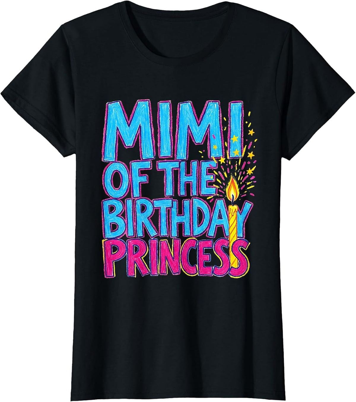 Women's Mimi Of The Birthday Princess Naive Kidcore Family Matching T-Shirt - Black