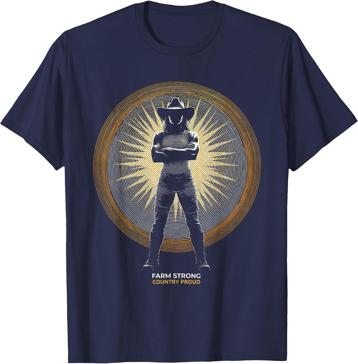 Men's Farm Strong Country Proud Country Women Design T-Shirt - Navy Blue