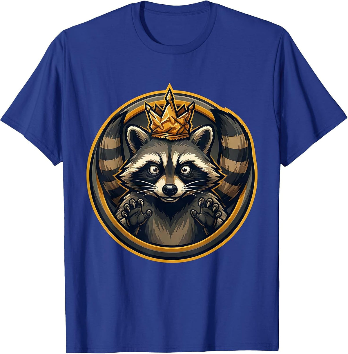 Men's Snack Crown Raccoon Funny Trash Panda Art T-Shirt - Royal Blue