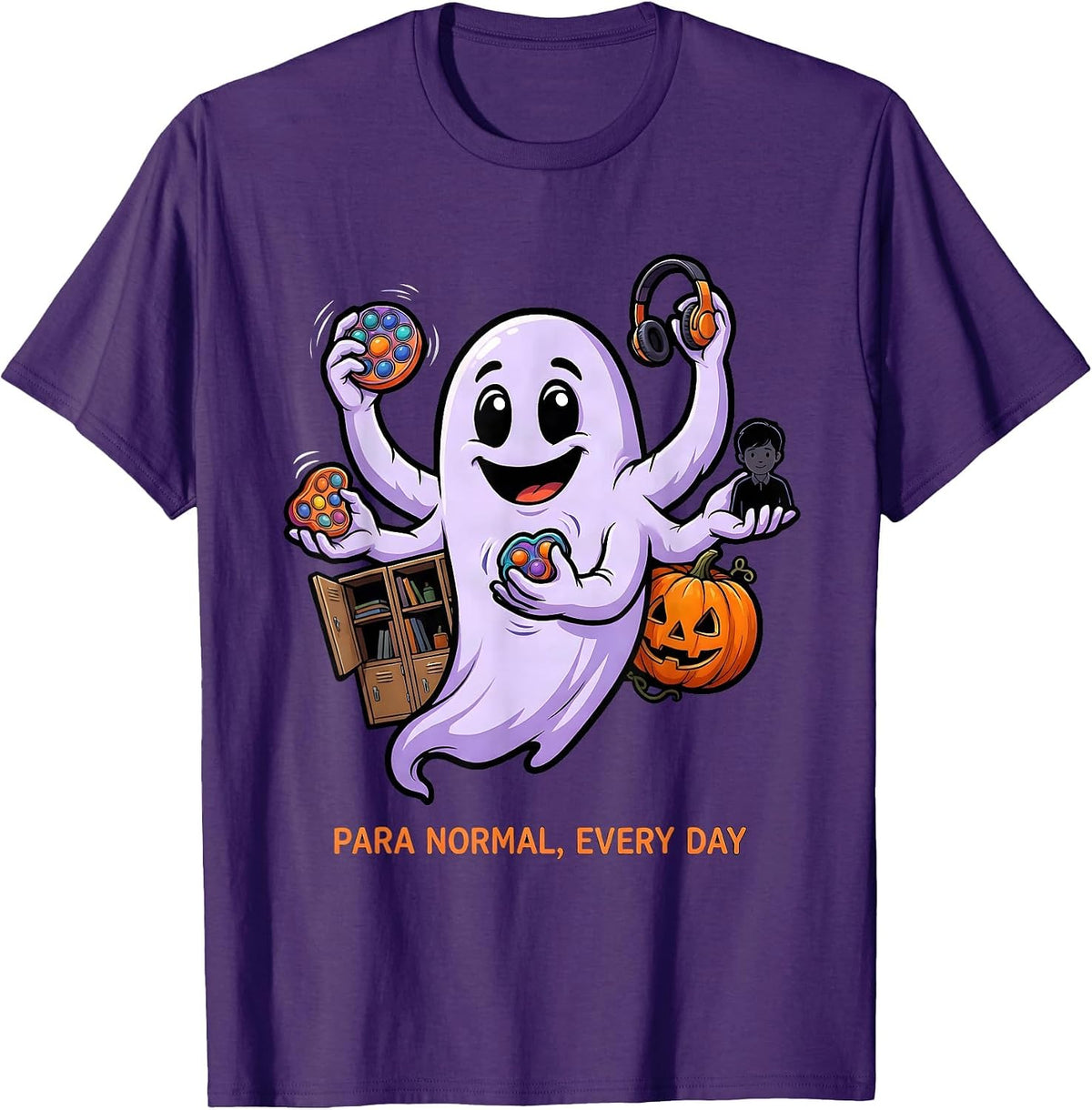 Men's Para Normal Every Day Cartoon Ghost Paraprofessional T-Shirt - Purple
