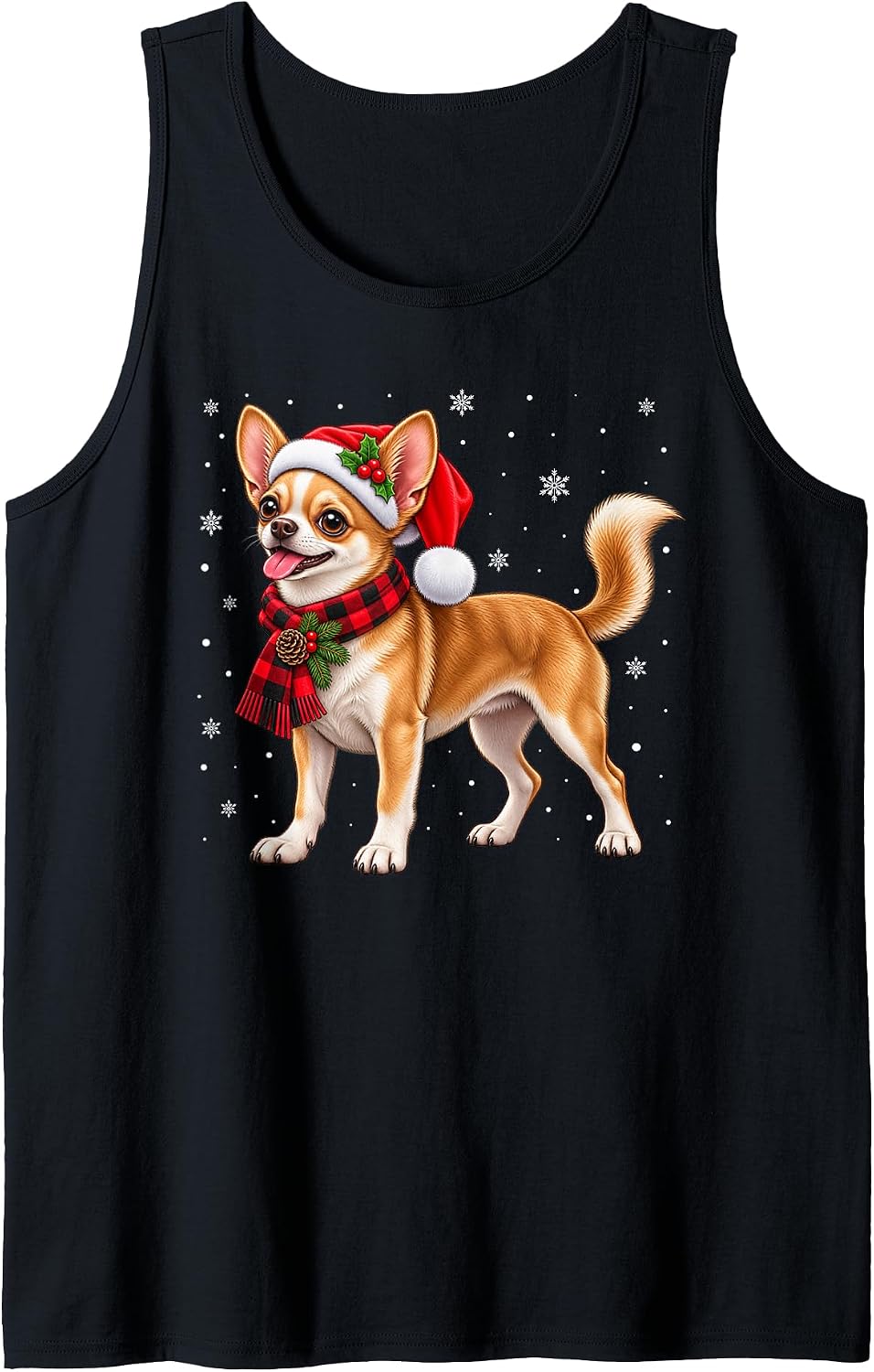 Funny Chihuahua Dog Lovers Christmas Dog Mom Dad Xmas Sleeveless Tank Top - As Pictured