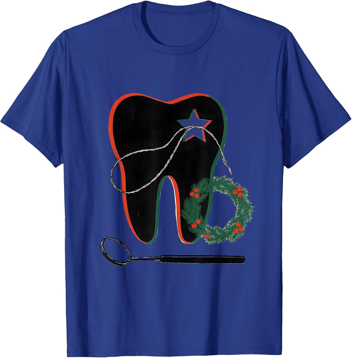 Men's Broad Molar Floss Star Dental Staff Christmas Humor T-Shirt - Royal Blue