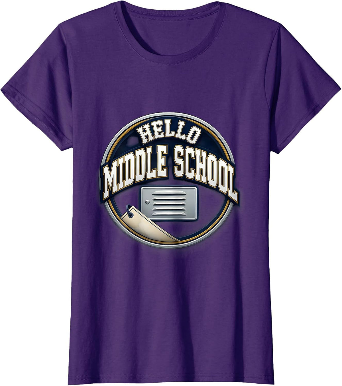 Women's Hello Middle School Sports Kids Back To School Teacher T-Shirt - Purple