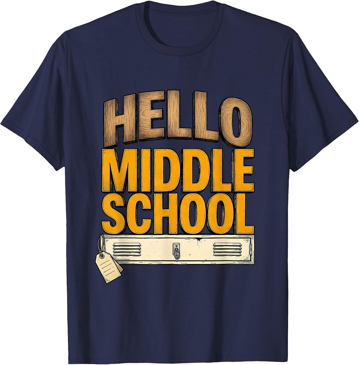 Men's Hello Middle School Cute Kids First Day of School T-Shirt - Navy Blue