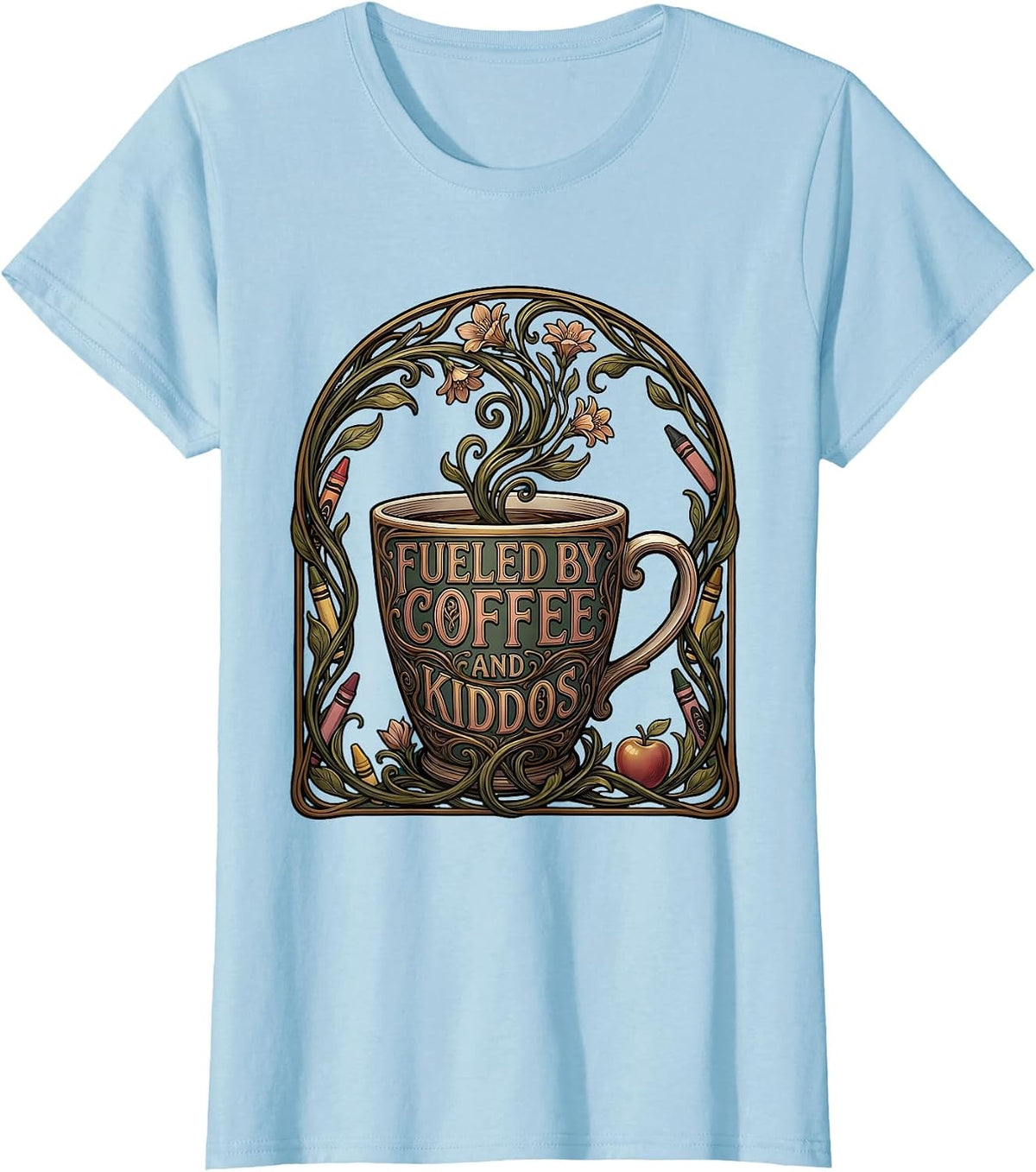 Fueled by Coffee and Kiddos Paraprofessional T-Shirt - Baby Blue