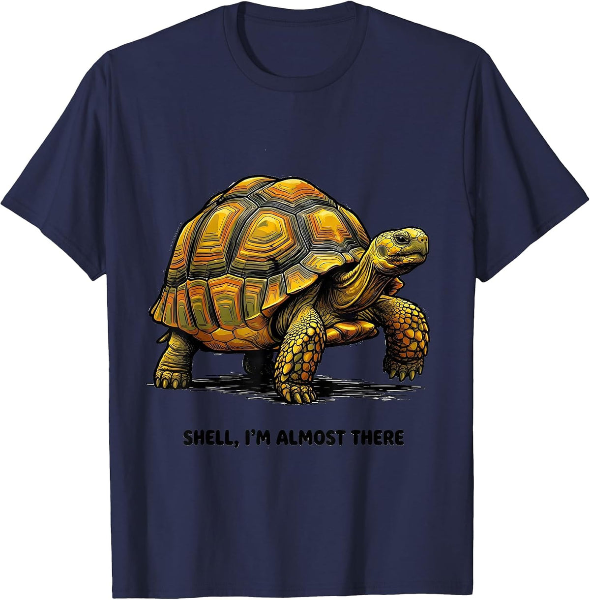 Men's Shell I'm Almost There Funny Tortoise Lover Reptile T-Shirt - Navy Blue