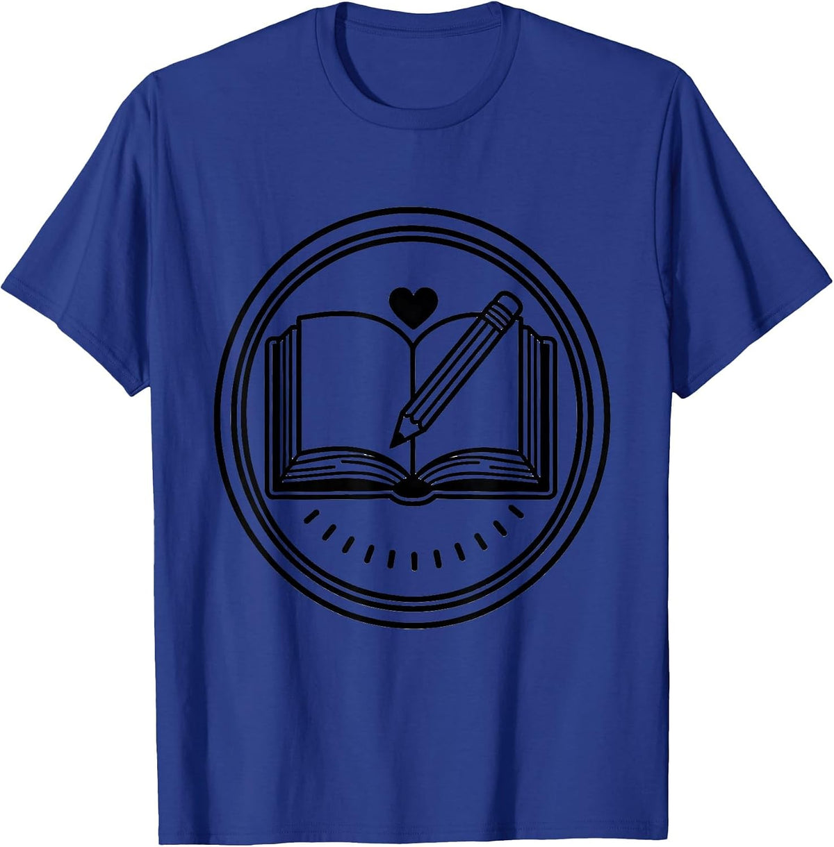 Men's Book Badge Line Art Teacher Appreciation Gift T-Shirt - Royal Blue