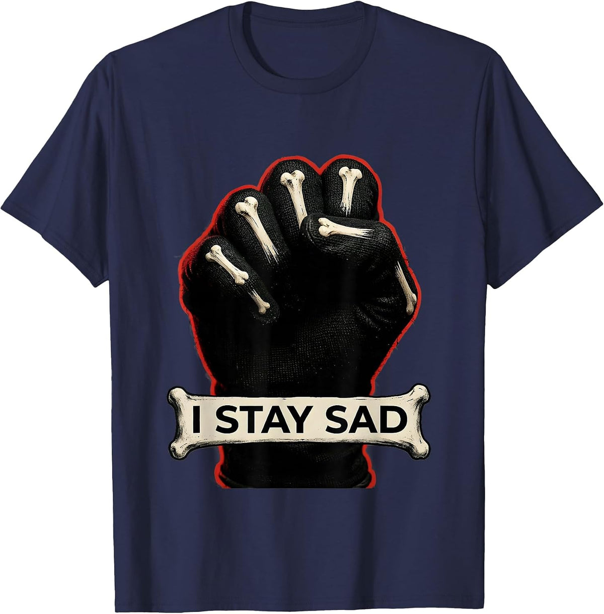 I Stay Sad Gothic Emo Alt-Aesthetic Y2K Grunge T-Shirt - Navy Blue