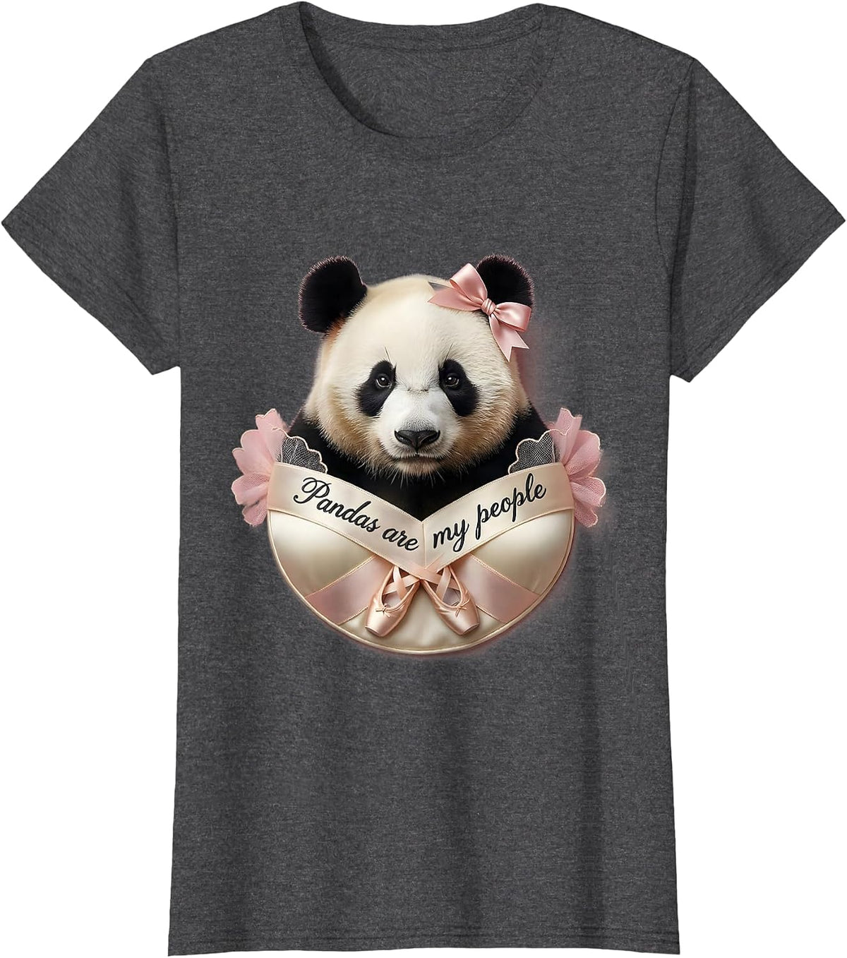Women's Pandas Are My People Panda Lover Design T-Shirt - Dark Heather Grey