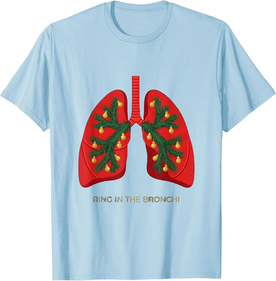 Men's Ring In The Bronchi Funny Respiratory Therapist Christmas T-Shirt - Baby Blue