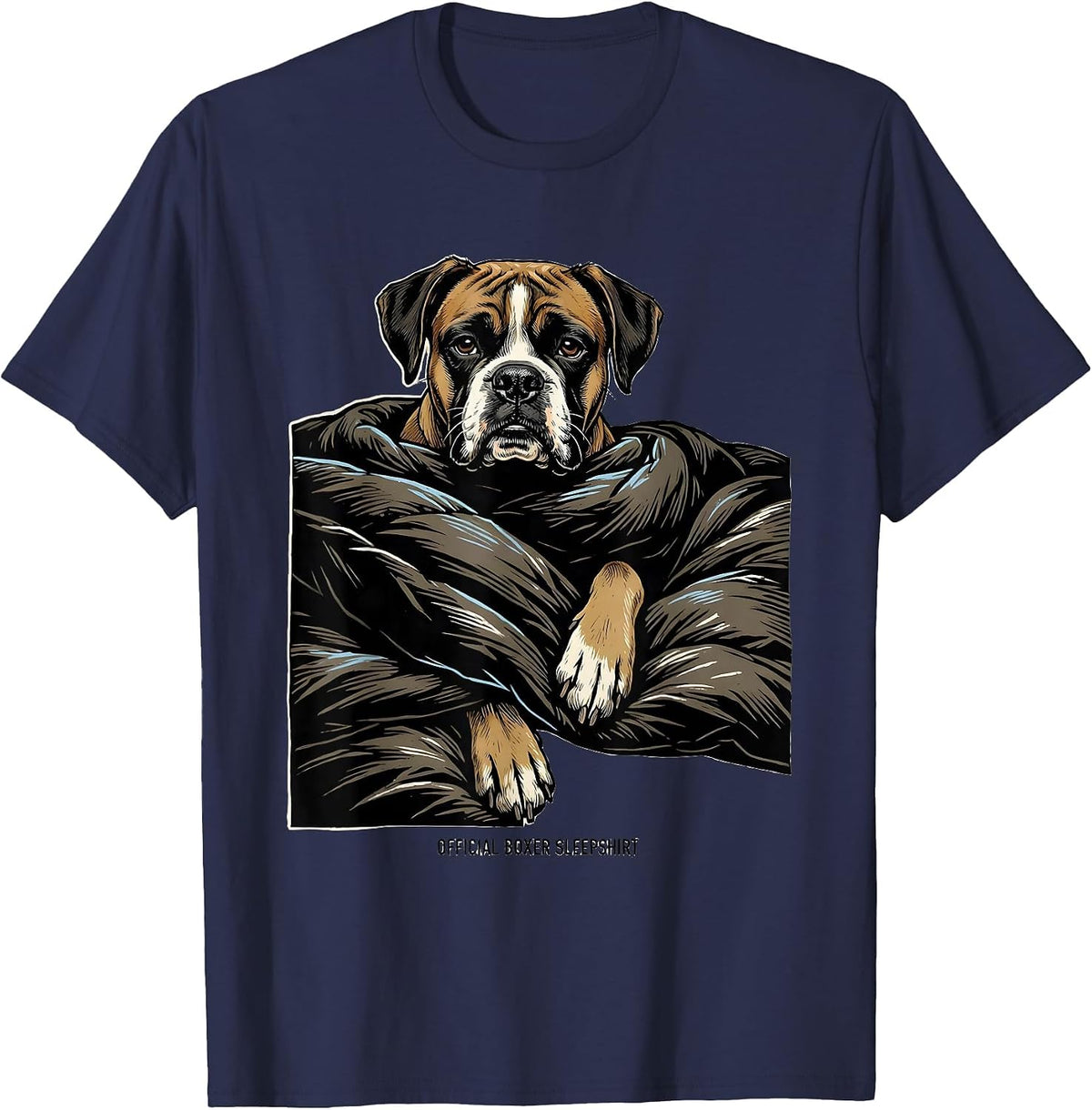 Official Boxer Sleepshirt Funny Dog Owner Pajama Gift T-Shirt - Navy Blue