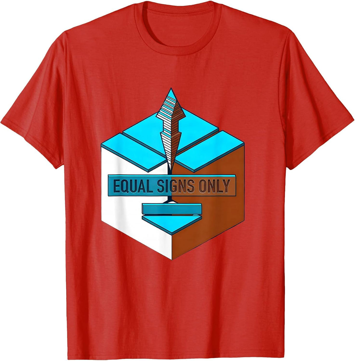 Men's Equal Signs Only Math Equality Greater Than Division T-Shirt - Red
