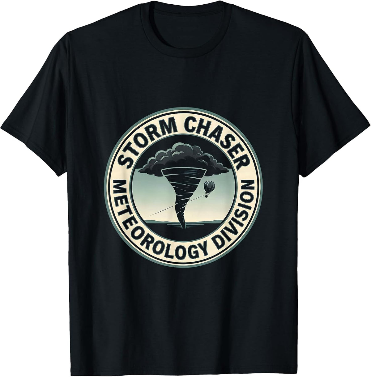 Men's Wedge Funnel Silhouette Storm Chaser Meteorology Humor T-Shirt - Black