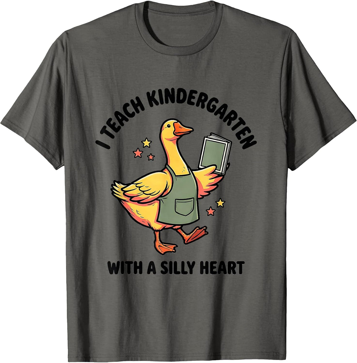 Men's I Teach Kindergarten With a Silly Heart Funny Teacher T-Shirt - Asphalt Grey