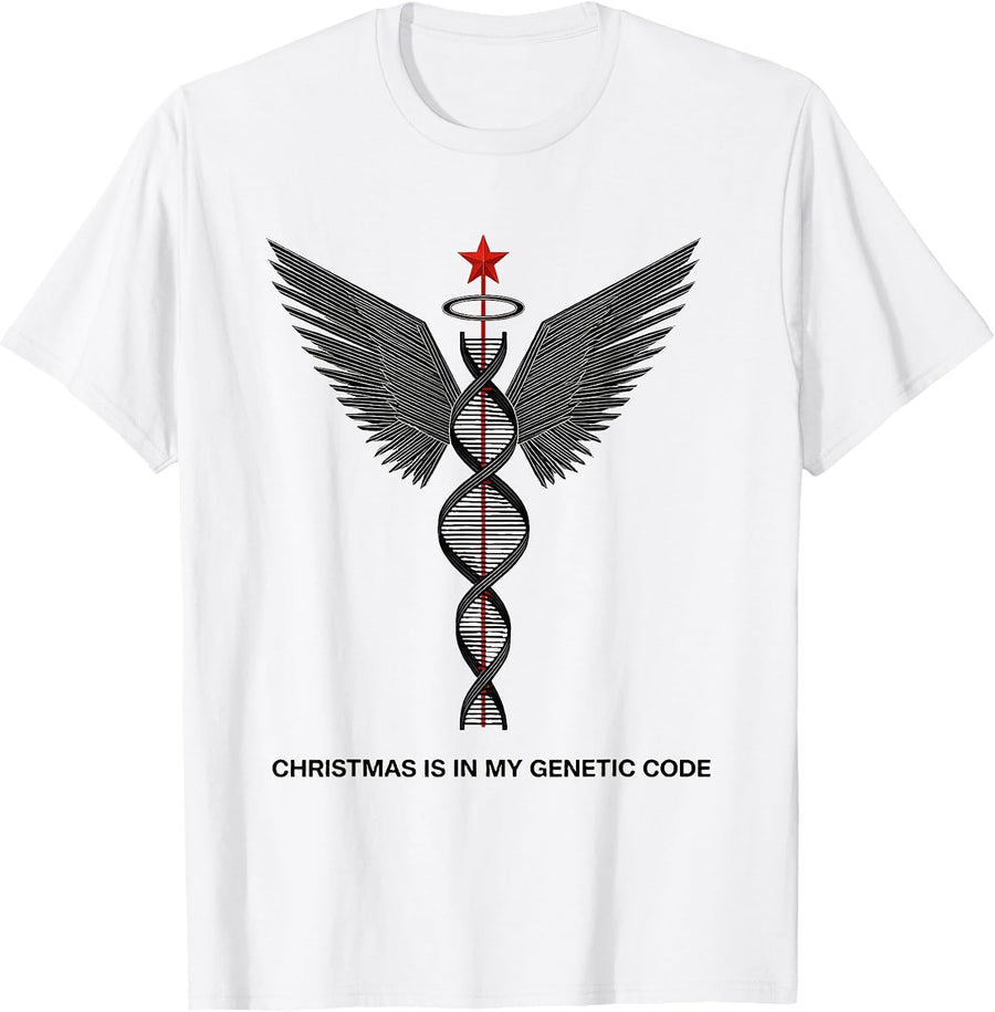 Men's Christmas Is in My Genetic Code Funny Science Teacher Humor T-Shirt - White
