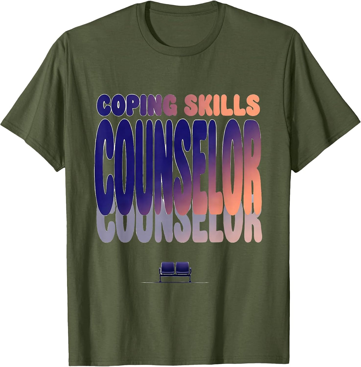 Men's Coping Skills Counselor Mental Health Awareness School T-Shirt - Olive Green