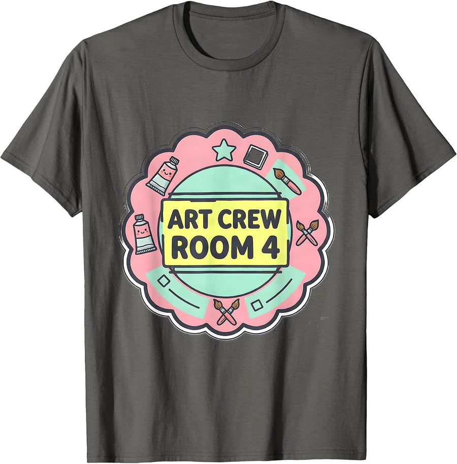 Art Crew Room 4 Kawaii Art Teacher Back To School T-Shirt - Asphalt Grey