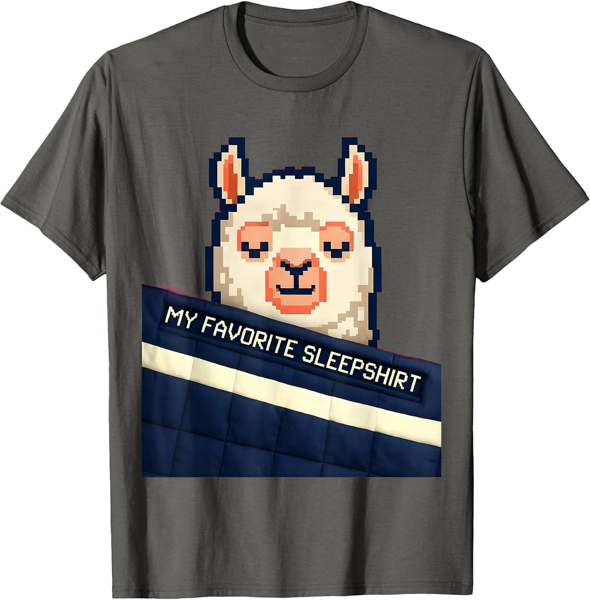 My Favorite Sleepshirt Cute Pixel Art Alpaca Kids Sleepwear T-Shirt - Asphalt Grey