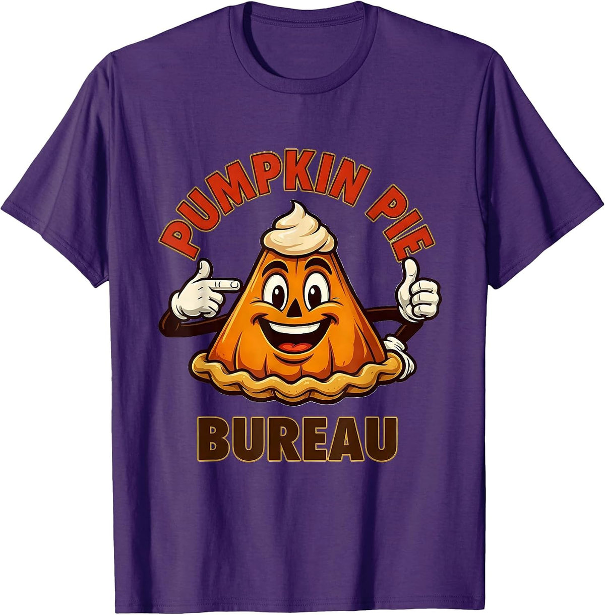 Pumpkin Pie Bureau Retro Advertising Mascot Thanksgiving T-Shirt - Purple