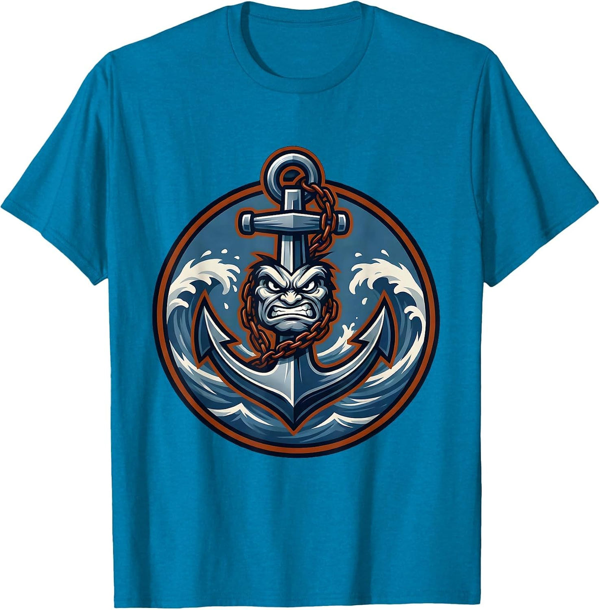 Anchor Sinking Into Dark Ocean Graphic T-Shirt - Sapphire Blue